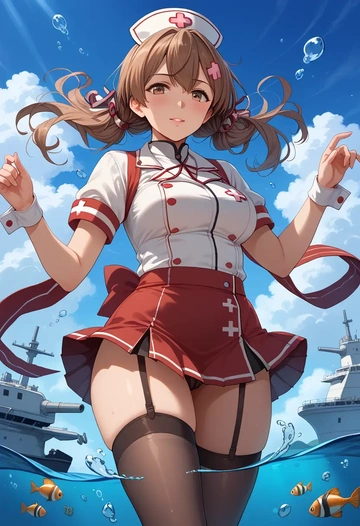 kantai_collection,hiryuu_(kancolle),nurse pantyhose,mini skirt, sexy  - AI generated anime art