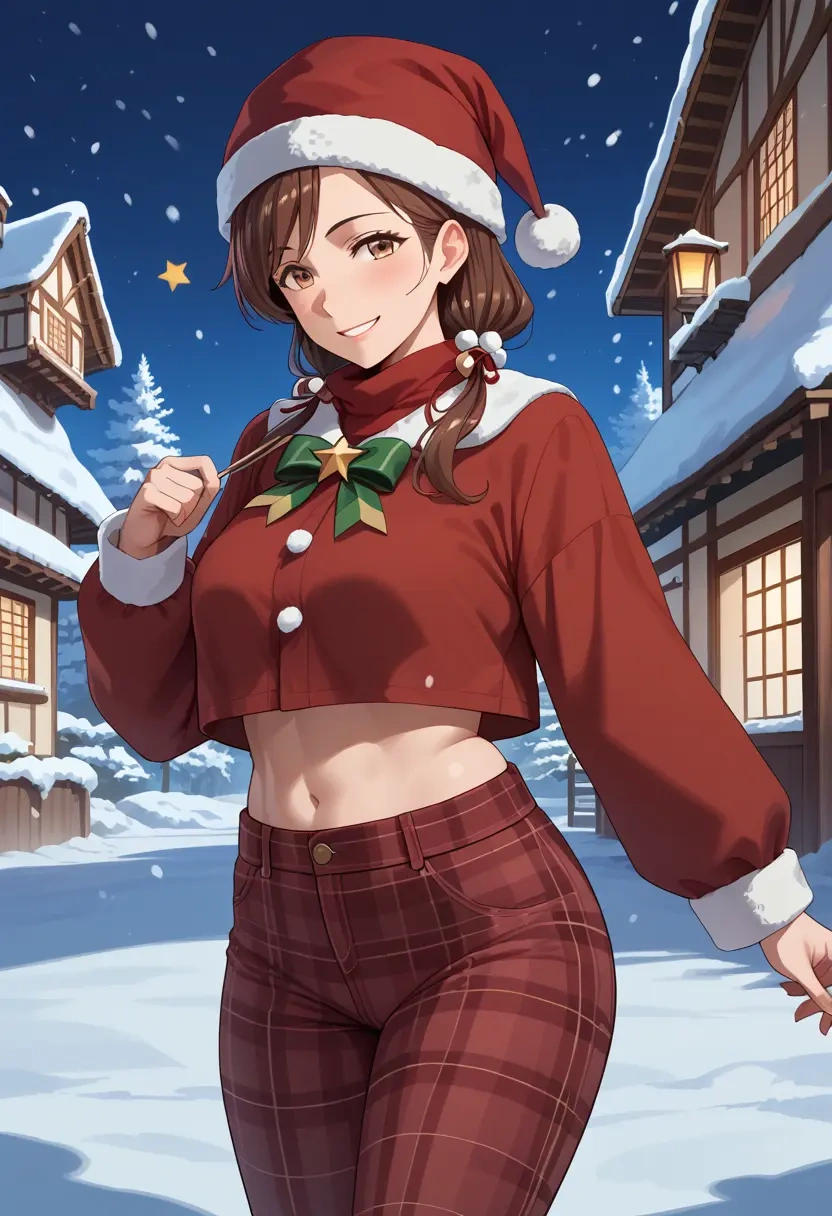 kantai_collection,hiryuu_(kancolle),Christmas,plaid trousers  - 