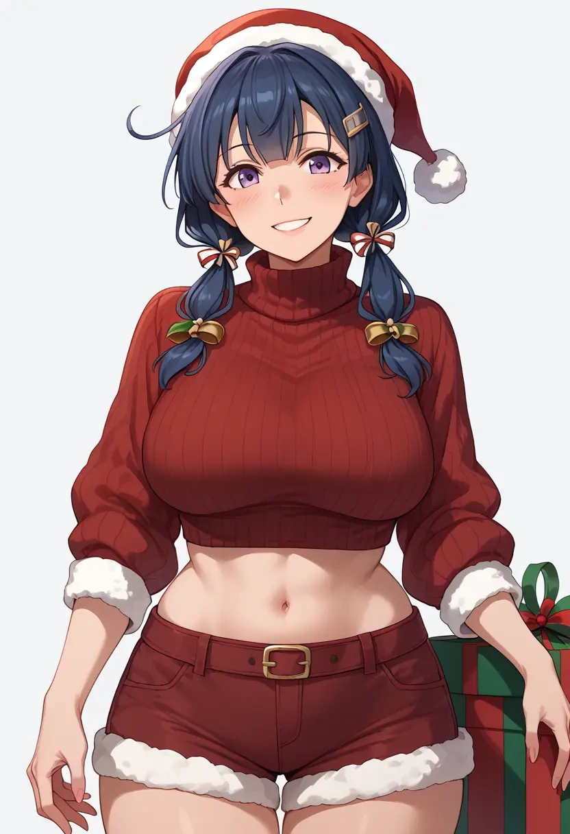 kantai_collection,hiryuu_(kancolle),Christmas,red velvet shorts,turtleneck sweater  - 