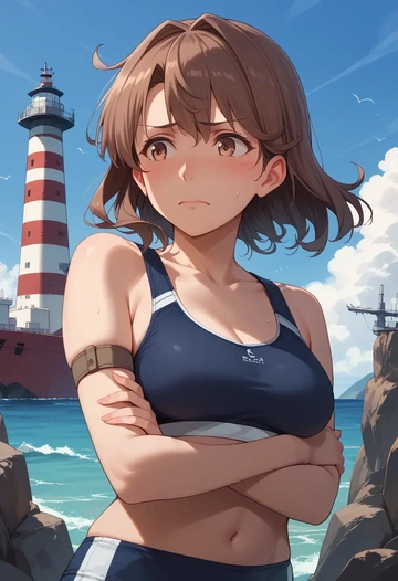 kantai_collection,hiryuu_(kancolle),sports bra,wide-leg joggers  - AI generated anime art