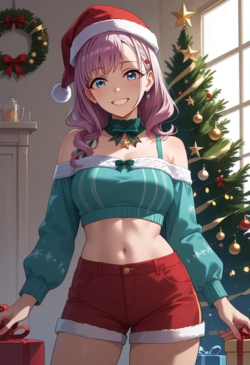 idolmaster,hisakawa_hayate,Christmas,red velvet shorts  - AI generated anime art