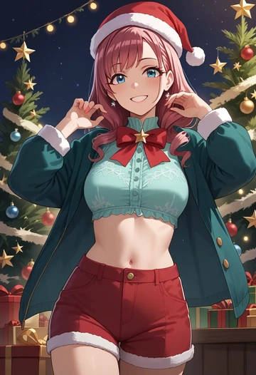 idolmaster,hisakawa_hayate,Christmas,red velvet shorts  - AI generated anime art