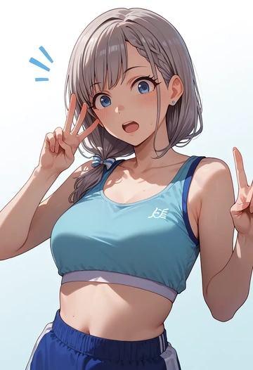 idolmaster,hisakawa_hayate,sports crop,high-waisted shorts  - AI generated anime art