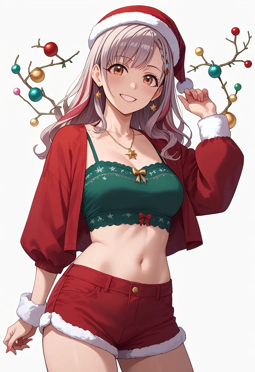 idolmaster,hisakawa_nagi,Christmas,red velvet shorts  - 