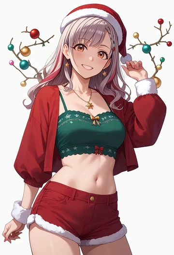 idolmaster,hisakawa_nagi,Christmas,red velvet shorts  - AI generated anime art