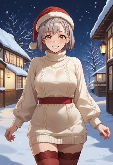 idolmaster,hisakawa_nagi,Christmas,sweater dress,stockings  - AI generated anime art