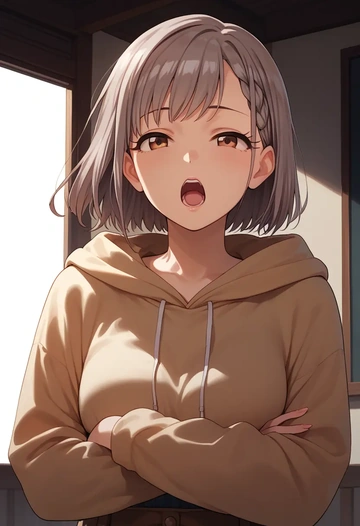 idolmaster,hisakawa_nagi,crop windbreaker,shorts  - AI generated anime art