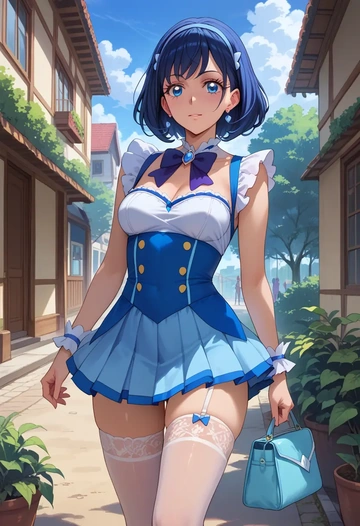 precure,hishikawa_rikka,mini skirt, stockings  - AI generated anime art