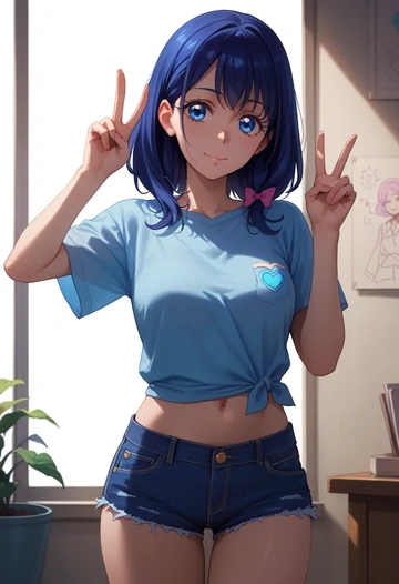 precure,hishikawa_rikka,denim shorts  - AI generated anime art