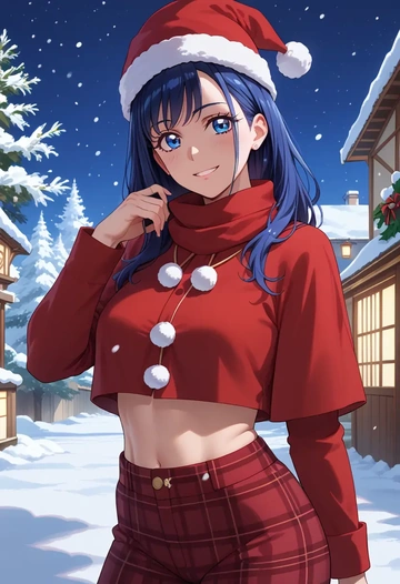 precure,hishikawa_rikka,Christmas,plaid trousers  - AI generated anime art