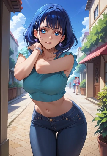 precure,hishikawa_rikka,crop top  - AI generated anime art