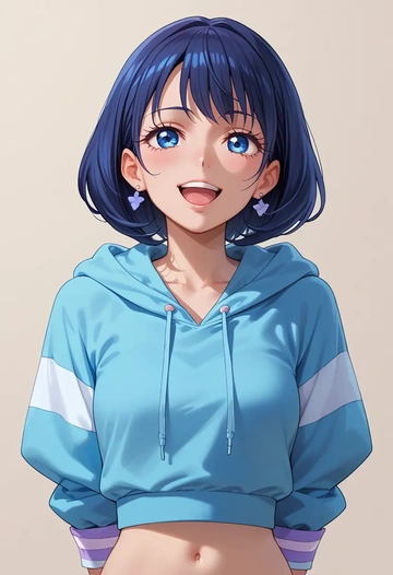 precure,hishikawa_rikka,hoodie,cropped,high-waisted joggers  - AI generated anime art