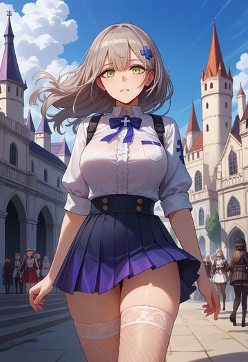 girls'_frontline,hk416_(girls'_frontline),mini skirt, stockings  - AI generated anime art