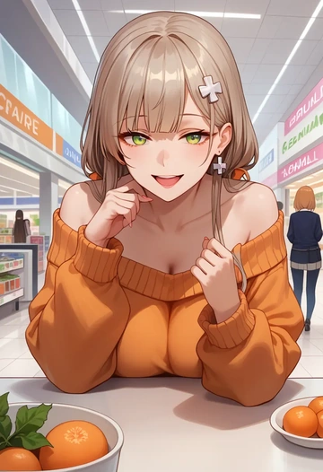 girls'_frontline,hk416_(girls'_frontline),orange,sweater  - AI generated anime art