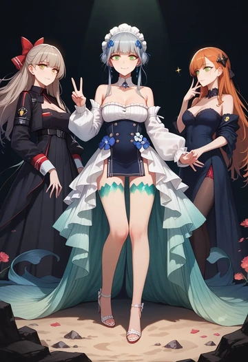 girls'_frontline,hk416_(girls'_frontline),gown,strapless,mermaid silhouette  - AI generated anime art