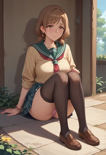 idolmaster,hojo_karen,jk uniform, stockings  - AI generated anime art