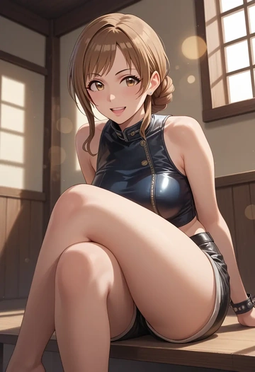 idolmaster,hojo_karen,leather,shorts  - AI generated anime art