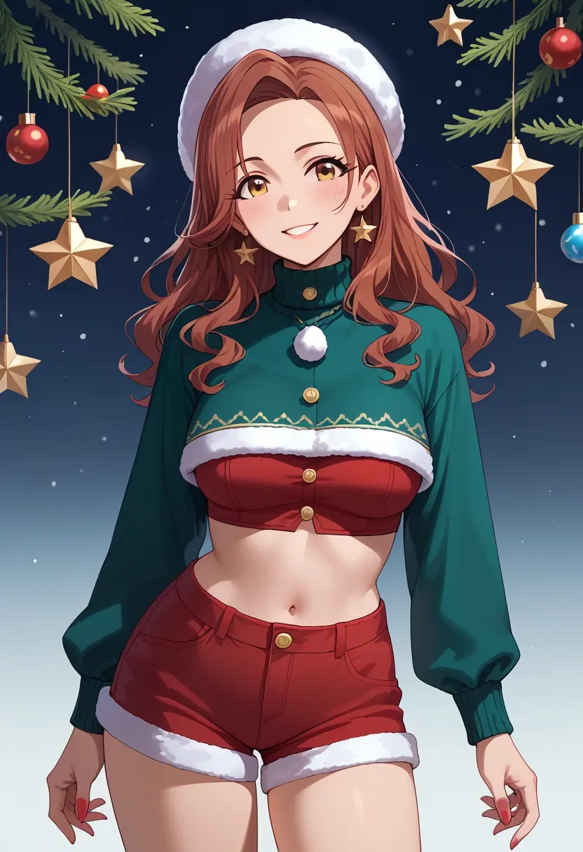 idolmaster,hojo_karen,Christmas,red velvet shorts  - 