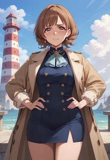 idolmaster,hojo_karen,coat,long,double-breasted,pencil skirt  - AI generated anime art