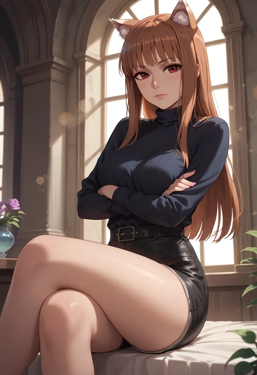 spice_and_wolf,holo,leather,shorts  - 