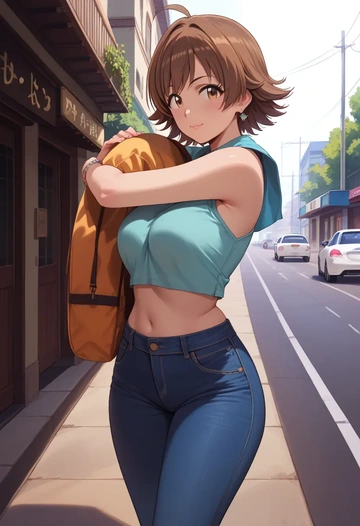 idolmaster,honda_mio,crop top  - AI generated anime art