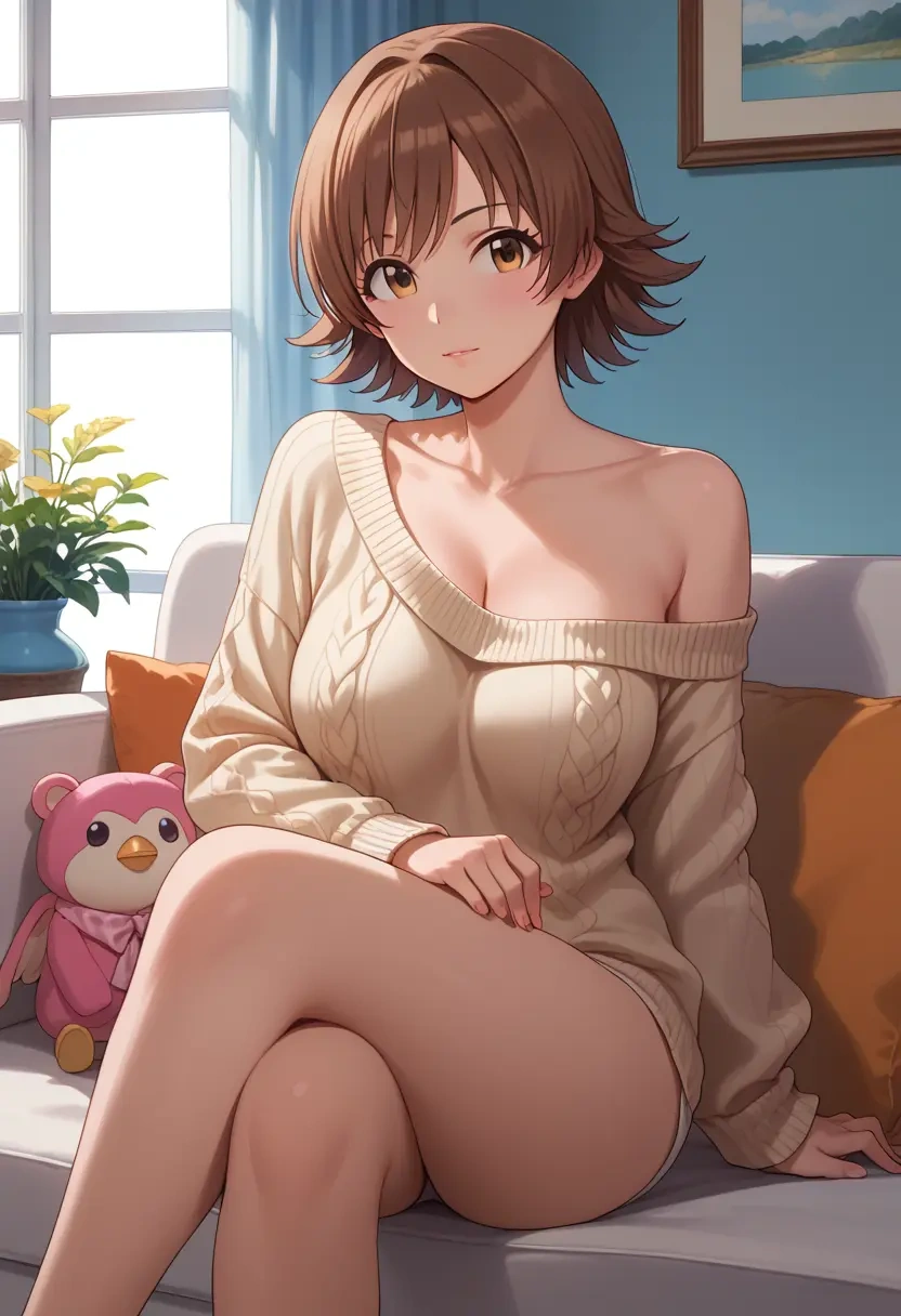 idolmaster,honda_mio,off-shoulder,sweater  - 