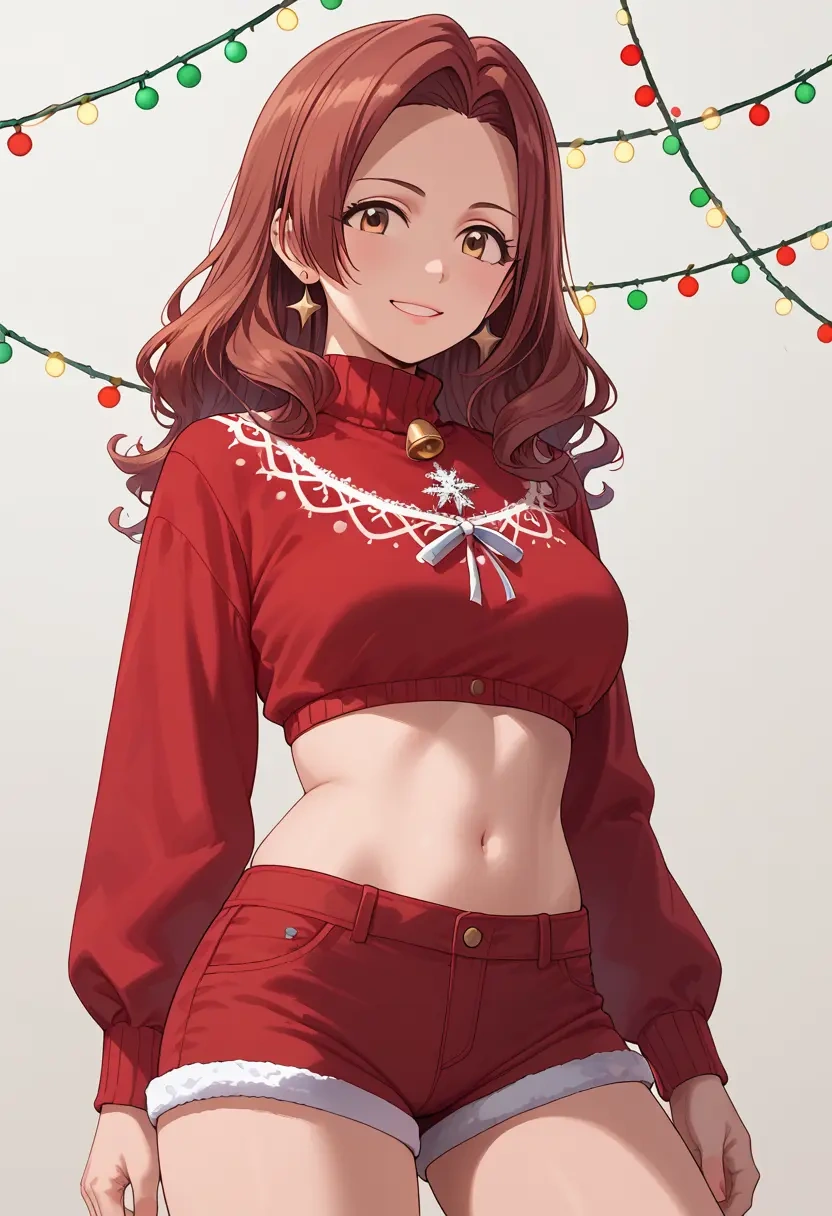 idolmaster,honda_mio,Christmas,red velvet shorts  - 