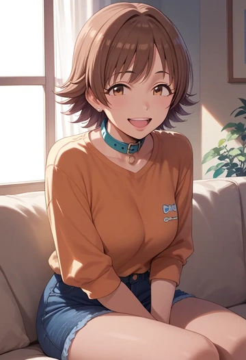 idolmaster,honda_mio,polo shirt,tennis skirt  - AI generated anime art