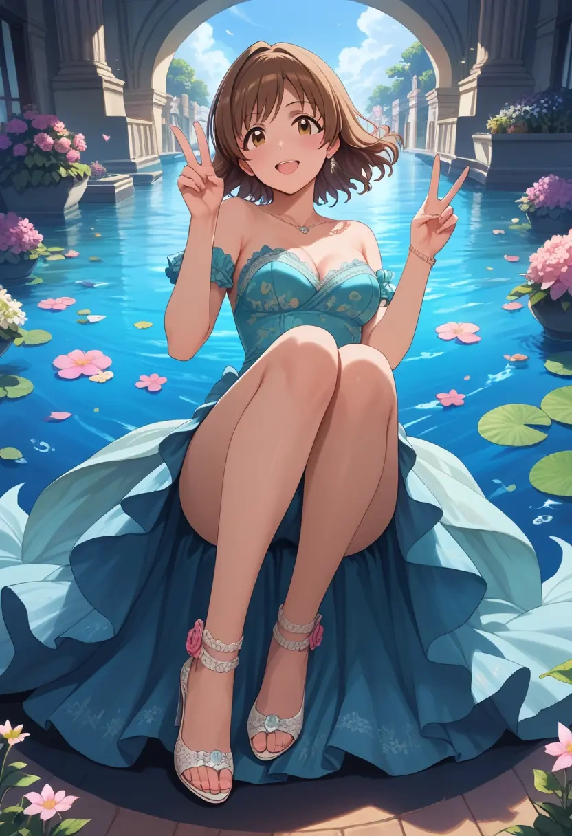 idolmaster,honda_mio,gown,strapless,mermaid silhouette  - 