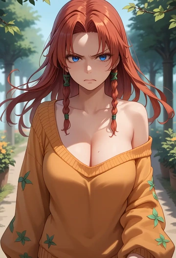 touhou,hong_meiling,orange,sweater  - AI generated anime art