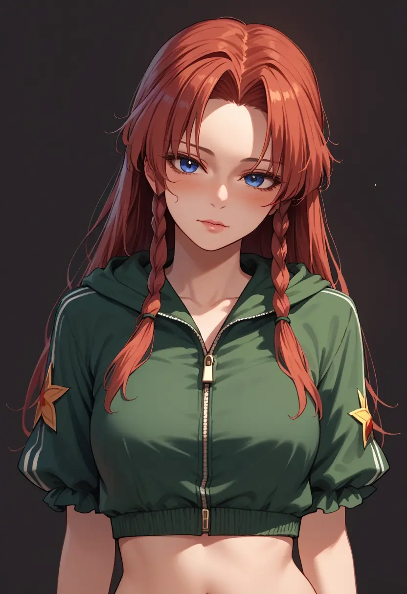 touhou,hong_meiling,crop hoodie,shorts  - 