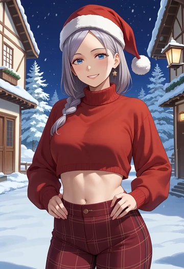 ano_hi_mita_hana_no_namae_wo_bokutachi_wa_mada_shiranai.,honma_meiko,Christmas,plaid trousers  - AI generated anime art