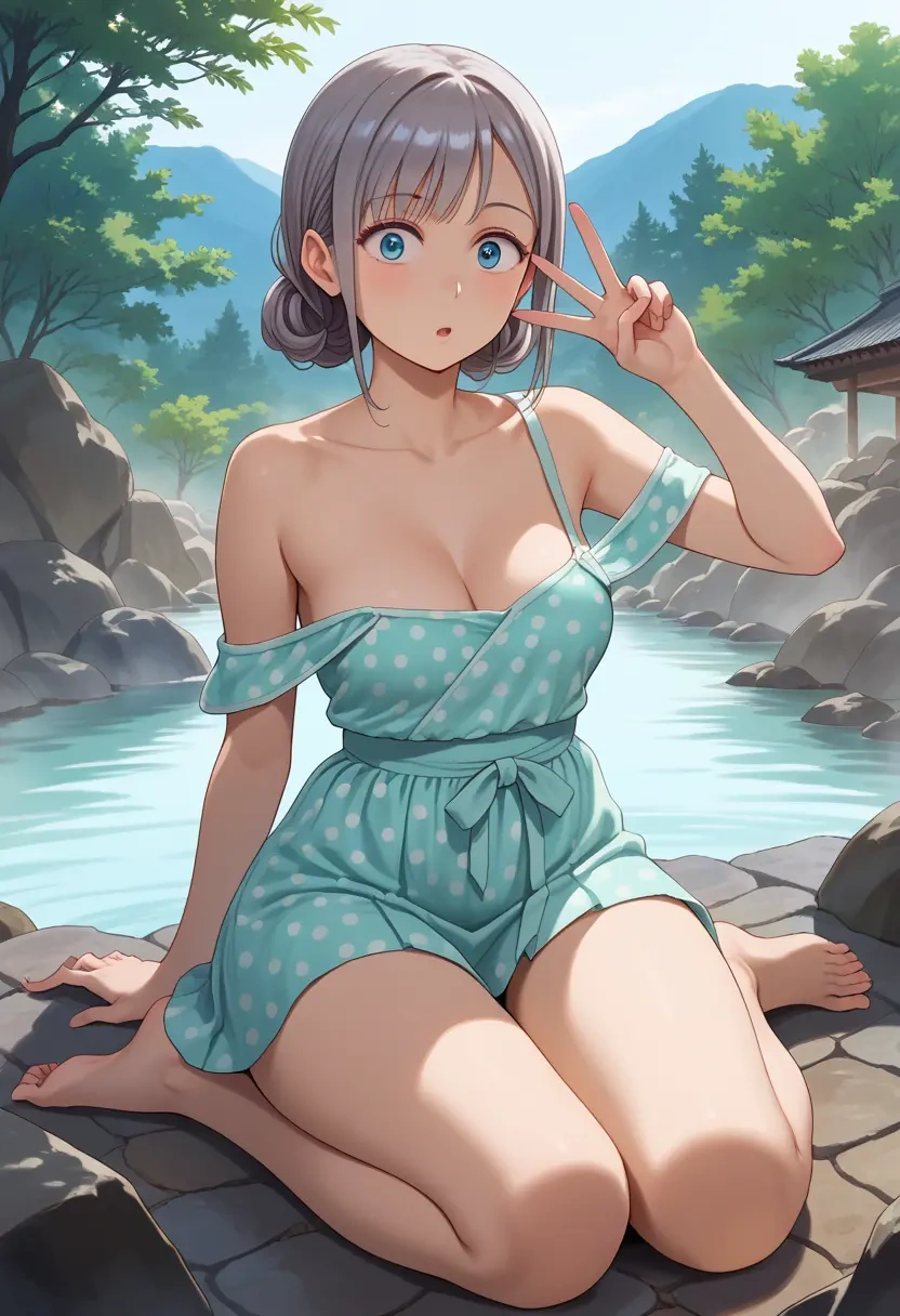 ano_hi_mita_hana_no_namae_wo_bokutachi_wa_mada_shiranai.,honma_meiko,silk slip dress,polka dots  - 