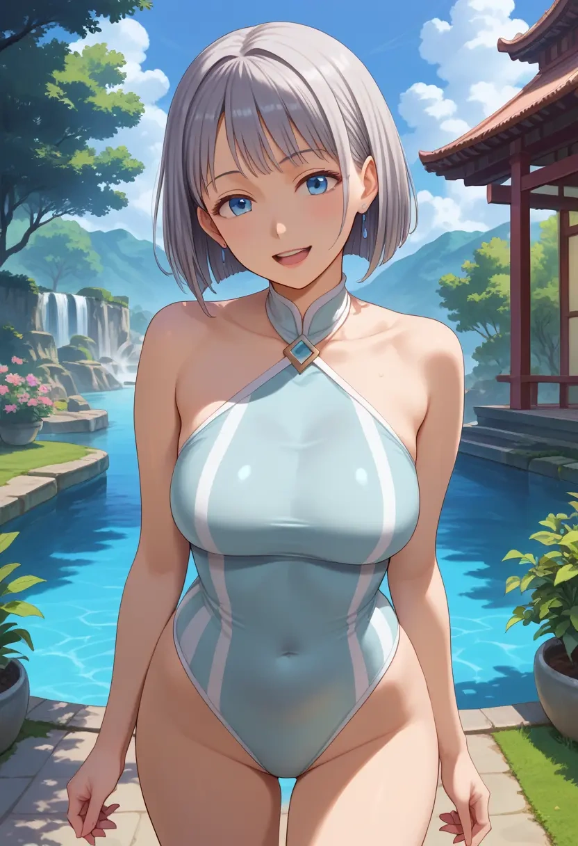 ano_hi_mita_hana_no_namae_wo_bokutachi_wa_mada_shiranai.,honma_meiko,racerback swimsuit,striped trim,name tag patch  - 