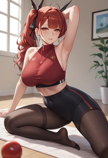 azur_lane,honolulu_(azur_lane),leggings,yoga  - AI generated anime art