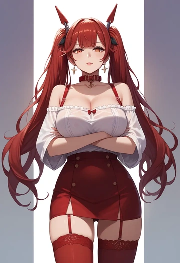 azur_lane,honolulu_(azur_lane),collar,oversized,Thigh garters  - AI generated anime art