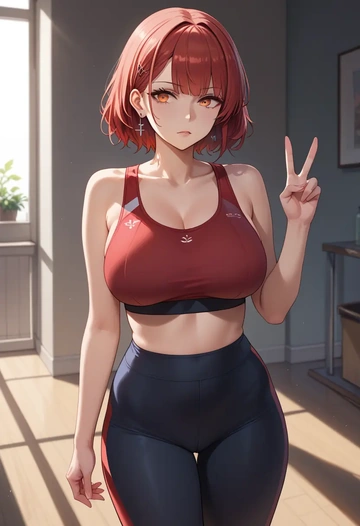 azur_lane,honolulu_(azur_lane),yoga shorts, bra  - AI generated anime art