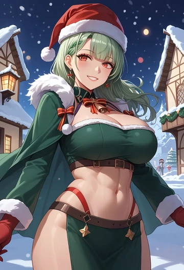 azur_lane,honolulu_(azur_lane),Christmas,dress  - AI generated anime art