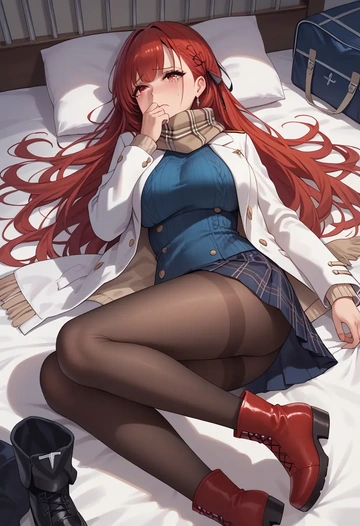 azur_lane,honolulu_(azur_lane),winter,student uniform,down jacket  - AI generated anime art