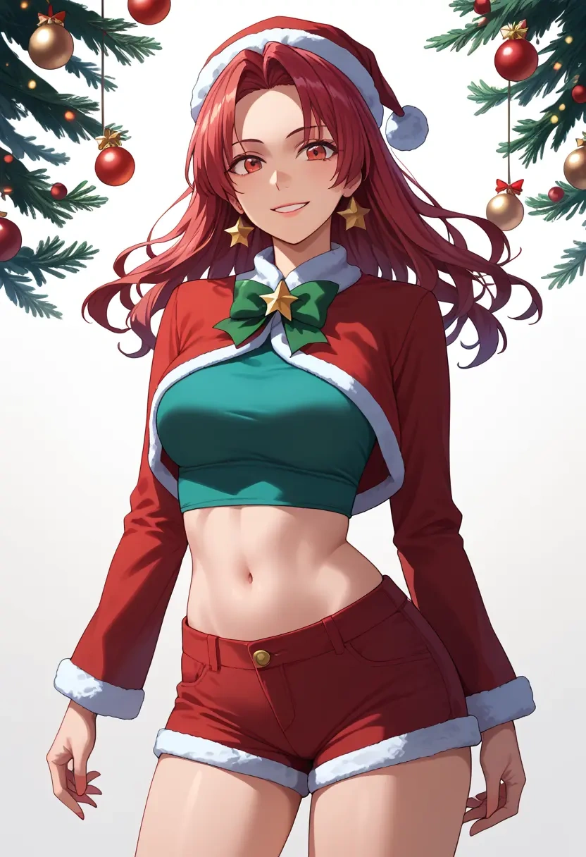 touhou,horikawa_raiko,Christmas,red velvet shorts  - 