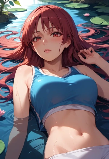 touhou,horikawa_raiko,sports crop,high-waisted shorts  - AI generated anime art