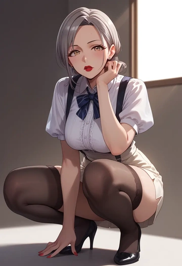 idolmaster,hoshi_syoko,secretary,stockings  - AI generated anime art