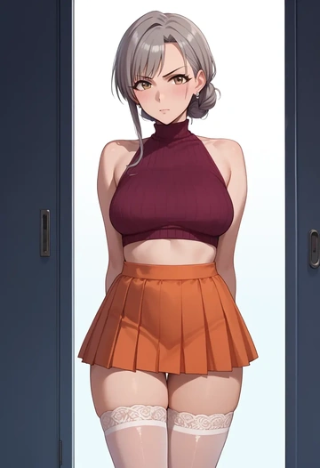 idolmaster,hoshi_syoko,mini skirt, stockings  - AI generated anime art