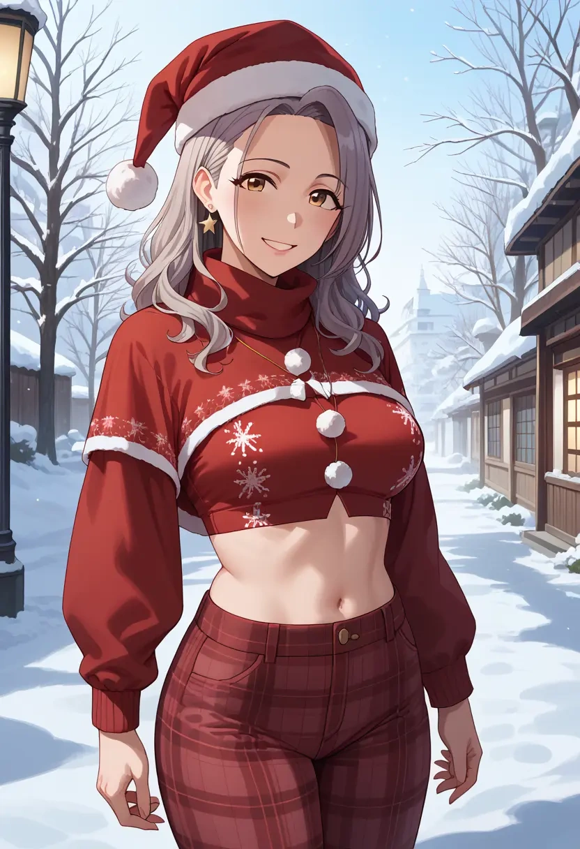 idolmaster,hoshi_syoko,Christmas,plaid trousers  - 