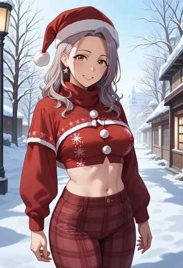 idolmaster,hoshi_syoko,Christmas,plaid trousers  - AI generated anime art