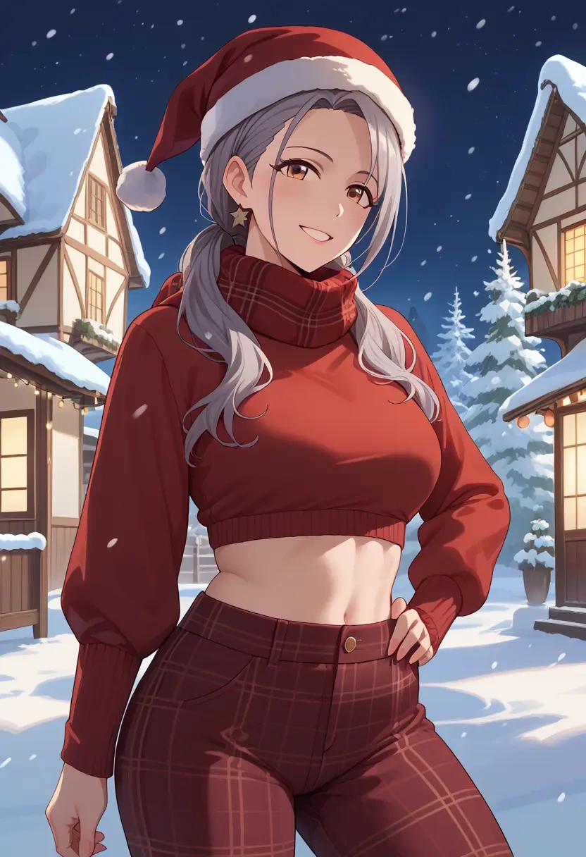 idolmaster,hoshi_syoko,Christmas,plaid trousers  - 