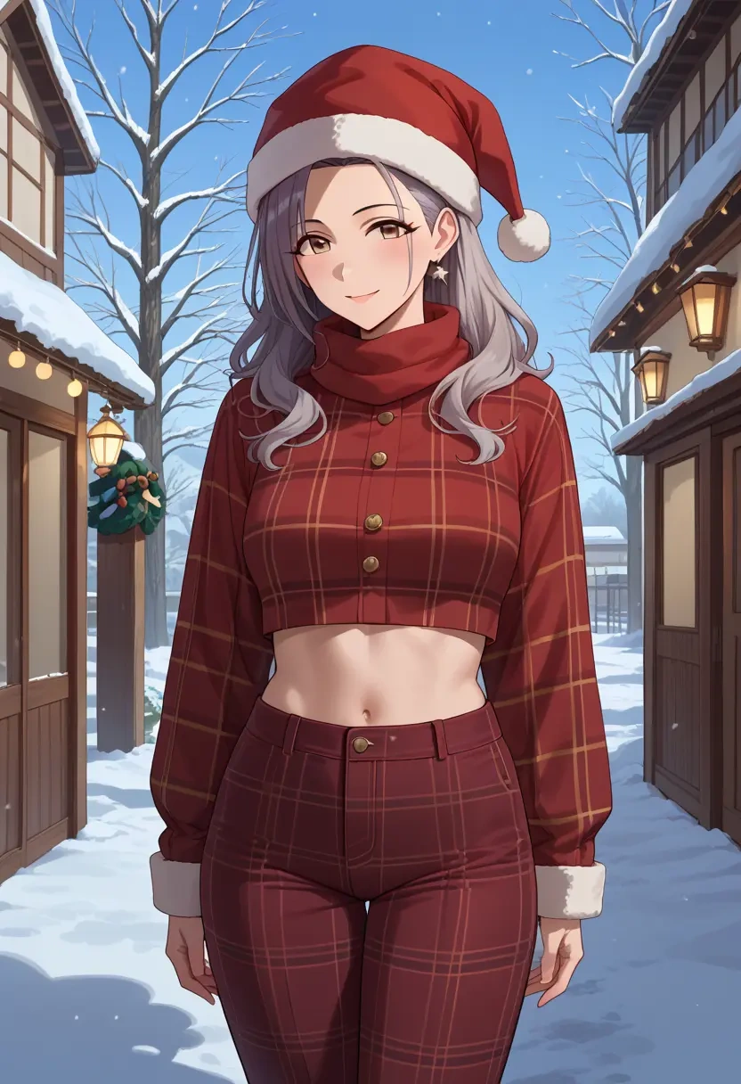 idolmaster,hoshi_syoko,Christmas,plaid trousers  - 