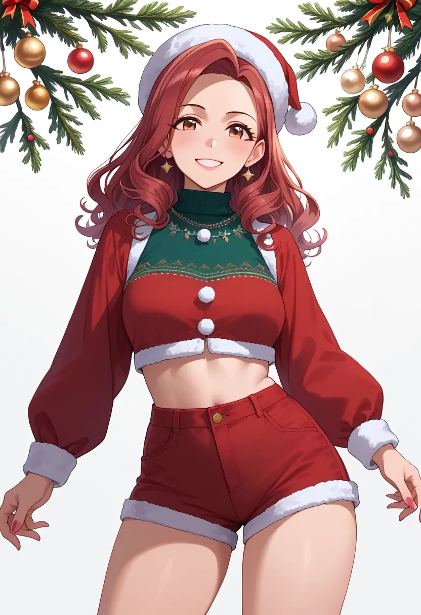 idolmaster,hoshi_syoko,Christmas,red velvet shorts  - 