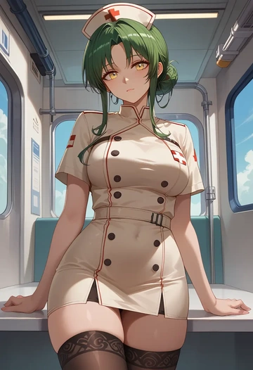 arknights,hoshiguma_(arknights),nurse pantyhose,mini skirt, sexy  - AI generated anime art