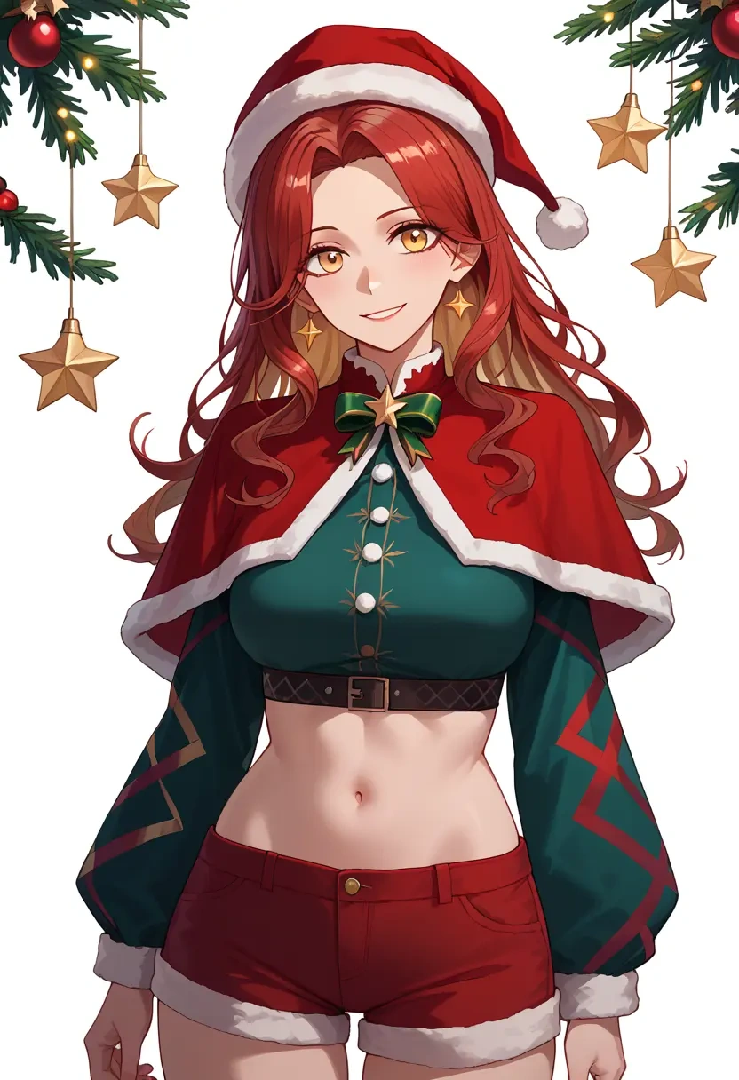 arknights,hoshiguma_(arknights),Christmas,red velvet shorts  - 